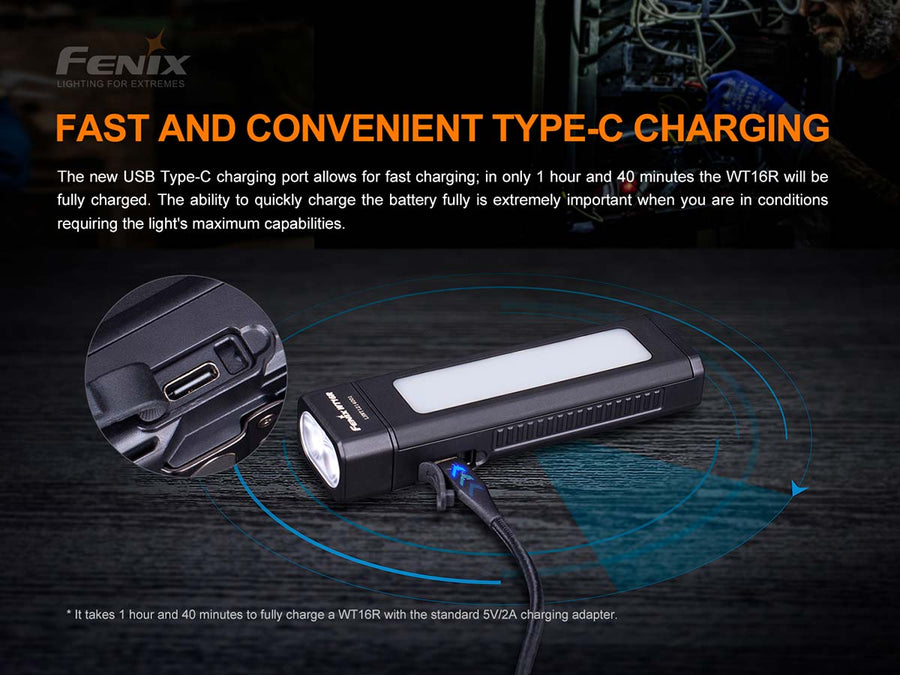 Fenix WT16R Multipurpose And Rechargeable Work Light (Black) 300L
