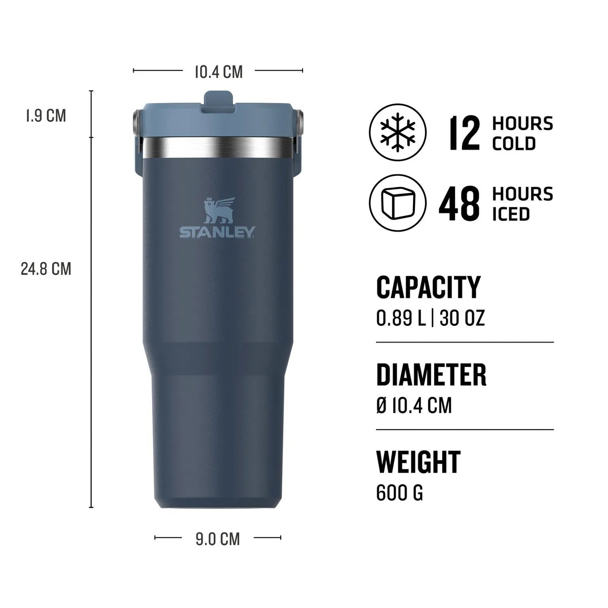 Stanley Classic Iceflow Flip Straw Tumbler 10-09993-536 Navy