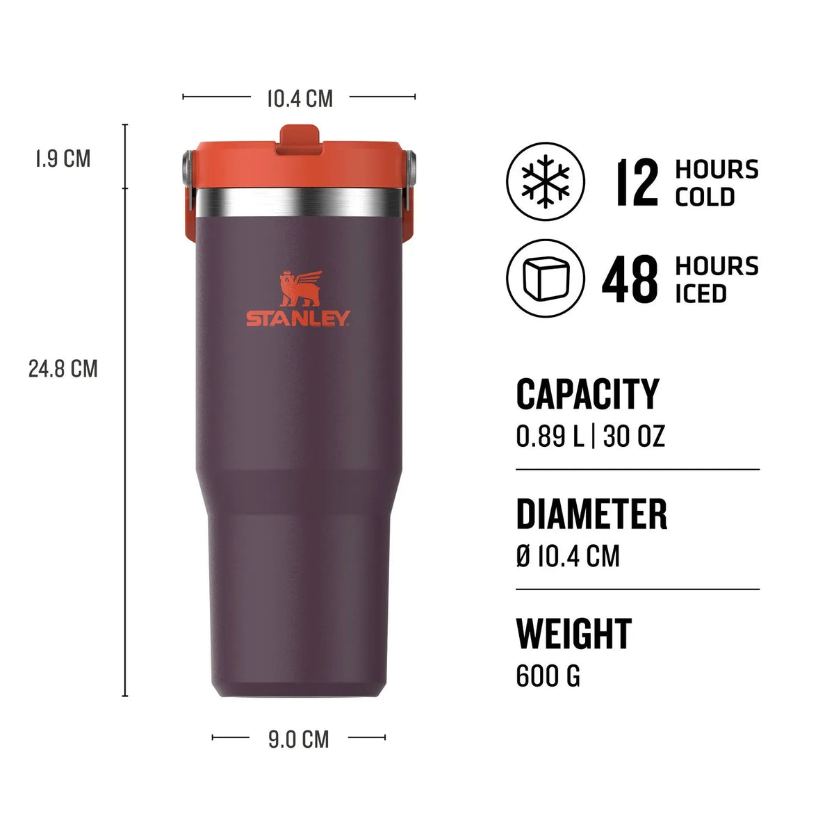 Stanley Classic Iceflow Flip Straw Tumbler 10-09993-538 Plum