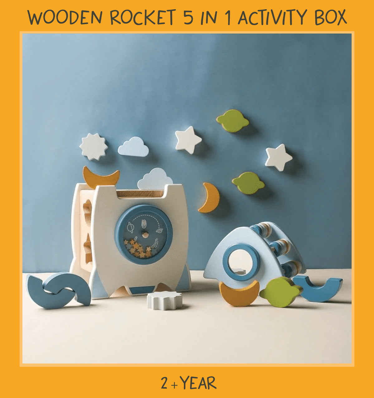 Tiny Tumble Wooden Rocket 5in1 Activity Box
