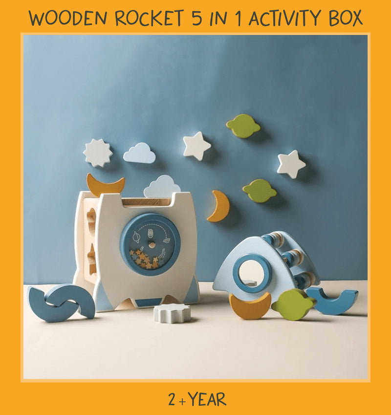 Tiny Tumble Wooden Rocket 5in1 Activity Box