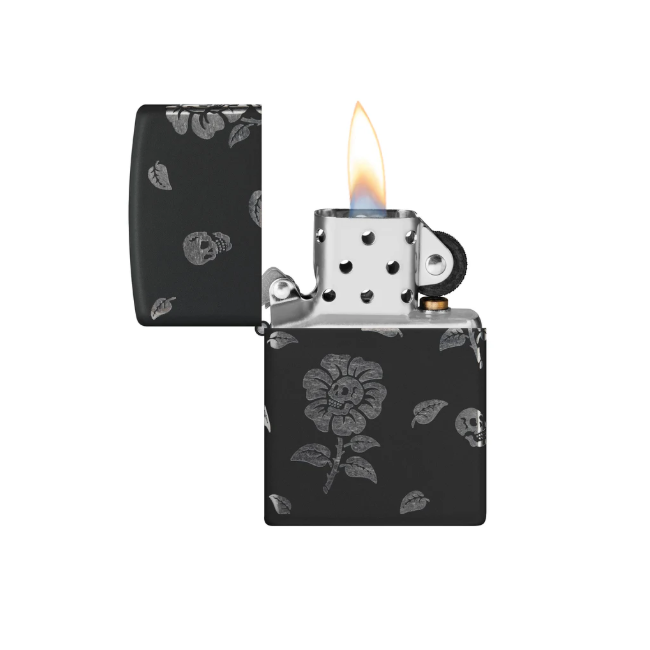 Zippo Lighter 48931 Flower Skull Design