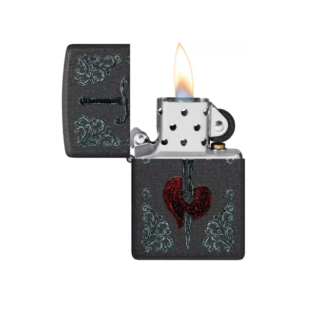 Zippo Lighter 48617 Heart Dagger Tattoo Design
