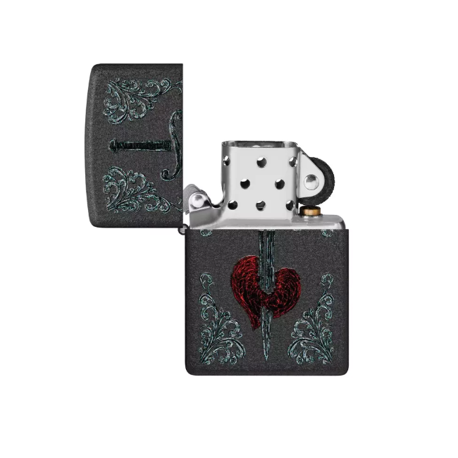 Zippo Lighter 48617 Heart Dagger Tattoo Design