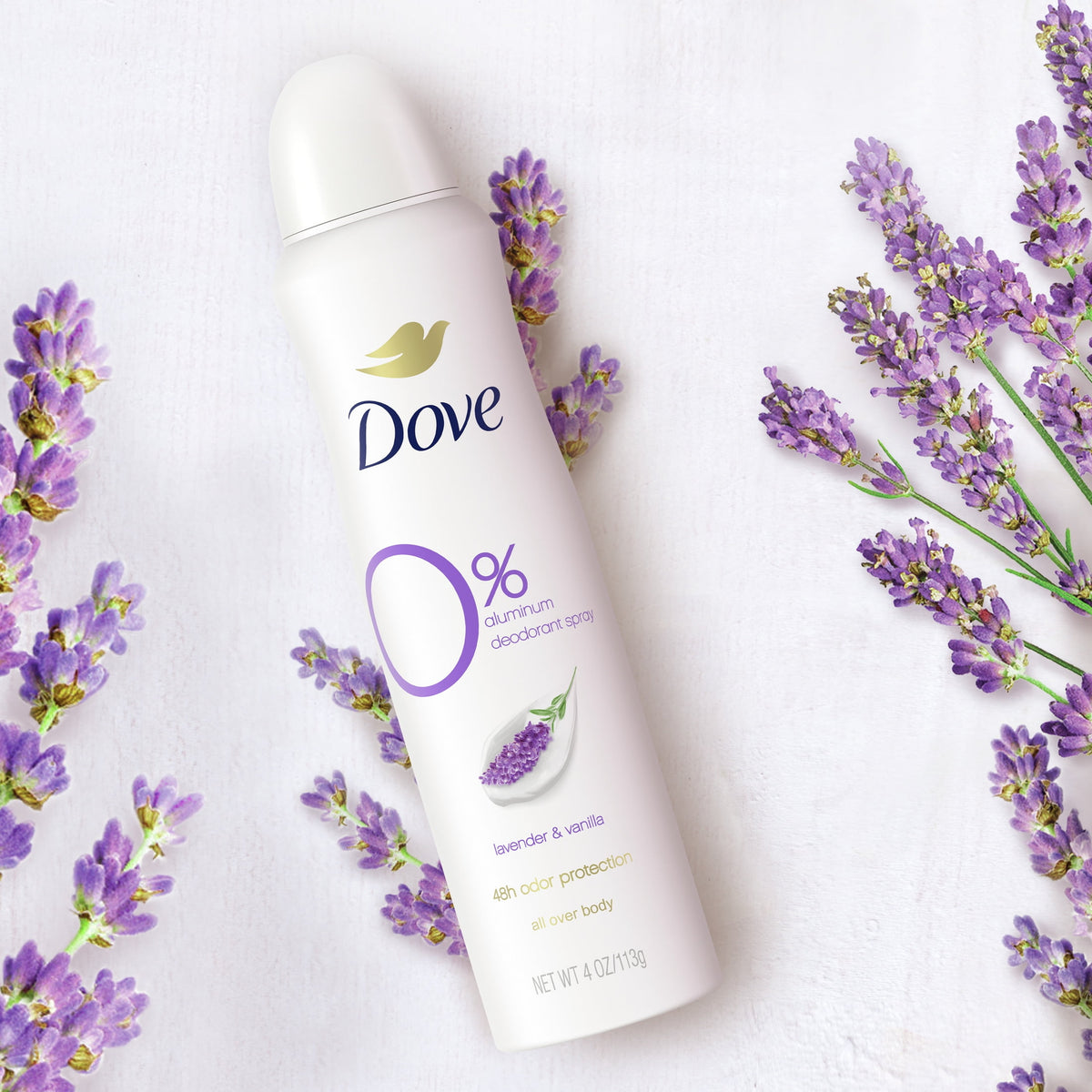 Dove 0% Aluminum Lavender & Vanilla Deo Body Spray 113g - Shams Shopping Centre Dove  