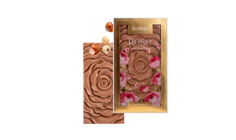 Bostani Rose Shaped Gold Chocolate With Hazelnuts 100g