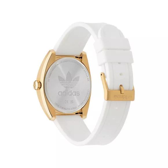 Adidas Stainless Steel Gold-Tone White Silicone Watch AOFH23012