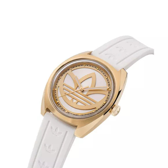 Adidas Stainless Steel Gold-Tone White Silicone Watch AOFH23012
