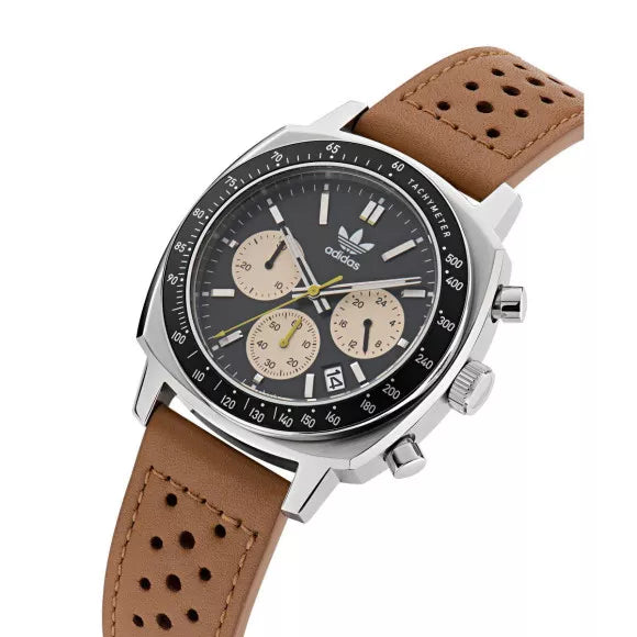 Adidas Stainless Steel Tan Leather Watch AOFH23575