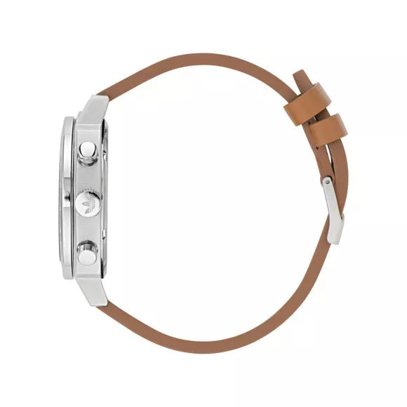 Adidas Stainless Steel Tan Leather Watch AOFH23575