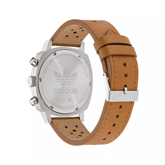 Adidas Stainless Steel Tan Leather Watch AOFH23575