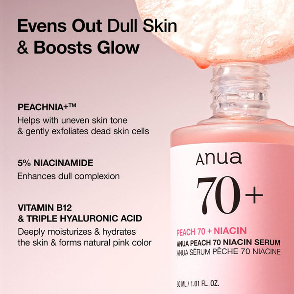 ANUA 70+ Peach + Niacinamide Serum 30ml