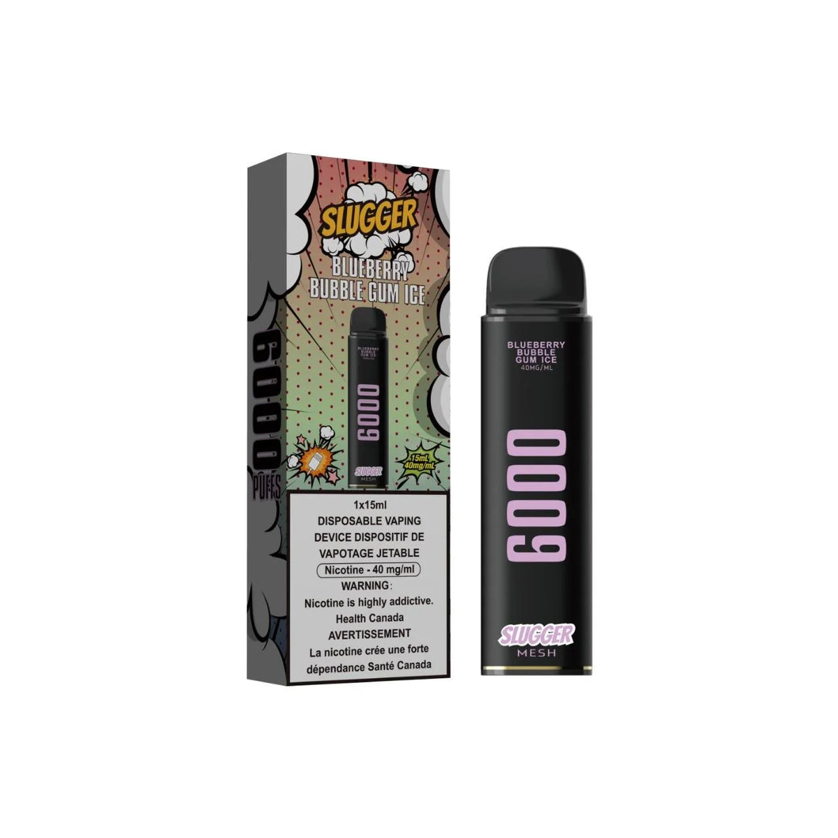 Slugger Disposable 4% Blueberry Bubble Gum Ice 6000 Puffs - Shams Shopping Centre Slugger  