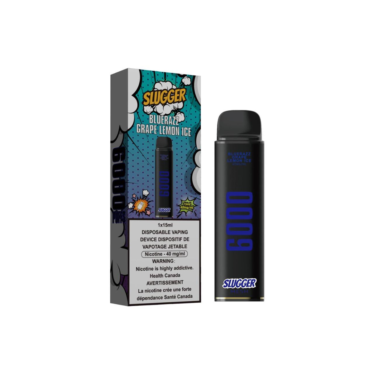 Slugger Disposable 4% Blue Razz Grape Lemon Ice 6000 Puffs - Shams Shopping Centre Slugger  