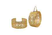 AMNA Broad Filigree Hoops Gold Plated Jewelry ASJ-E09