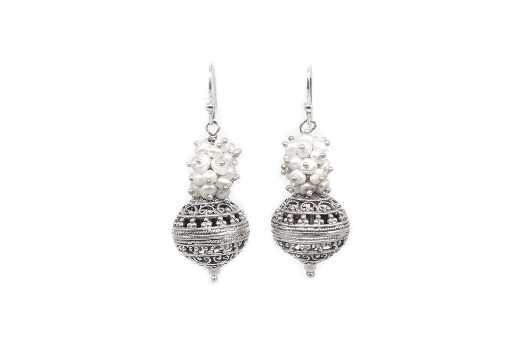 AMNA Clustered Pearls and Filigree Ball Jewelry ASJ-E36