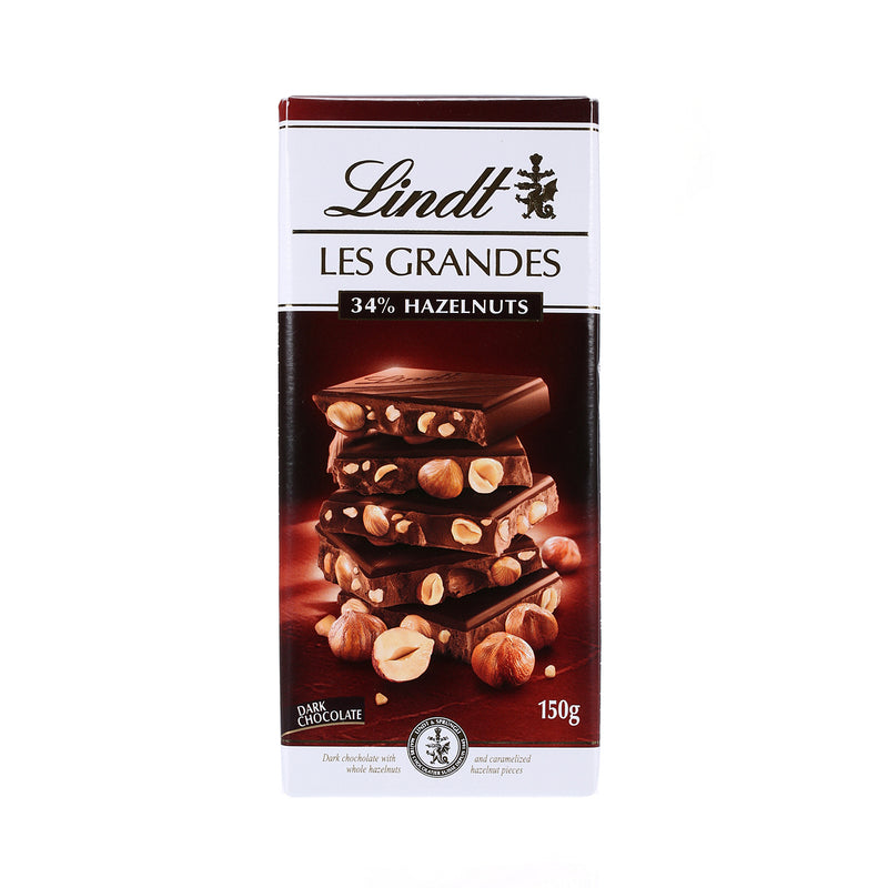 Lindt Les Grandes 33% Hazelnut Dark Chocolate 150g
