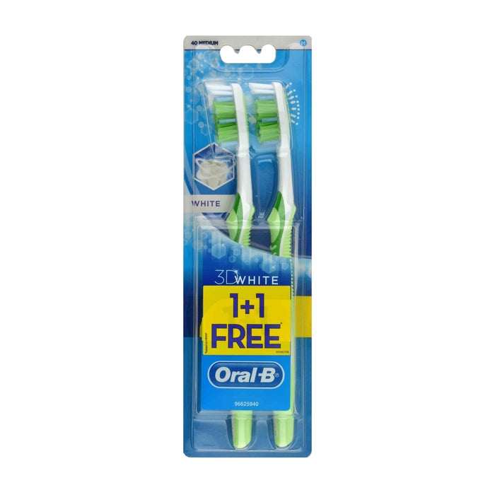 Oral-B 3D White Tooth Brush Medium Twin Pack - Shams Shopping Centre Oral-B  
