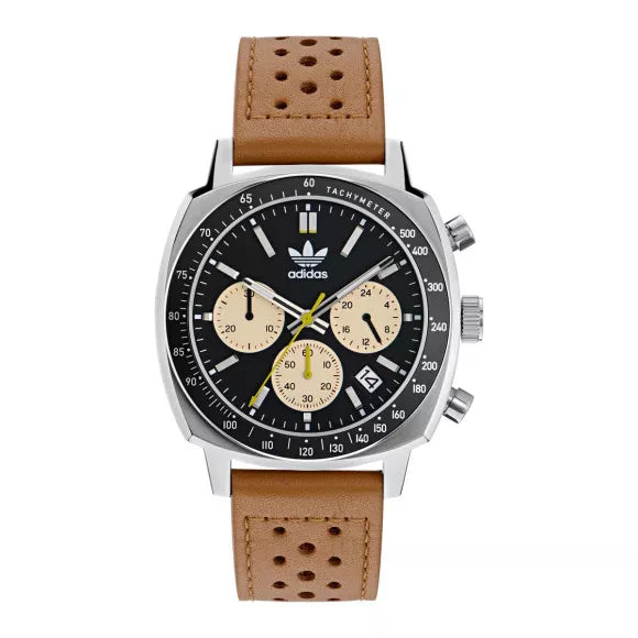 Adidas Stainless Steel Tan Leather Watch AOFH23575