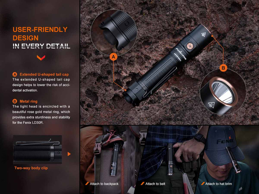 Fenix LD30R High-Performance Outdoor Flashlight (Black) 1700L