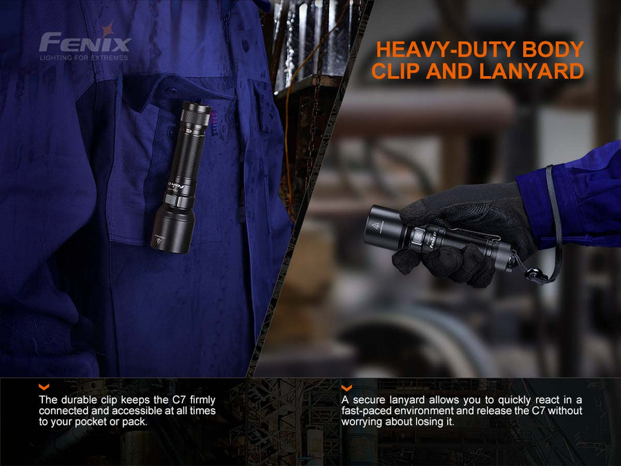 Fenix C7 High-Performance Rechargeable Flashlight (Titanium Gray) 150L