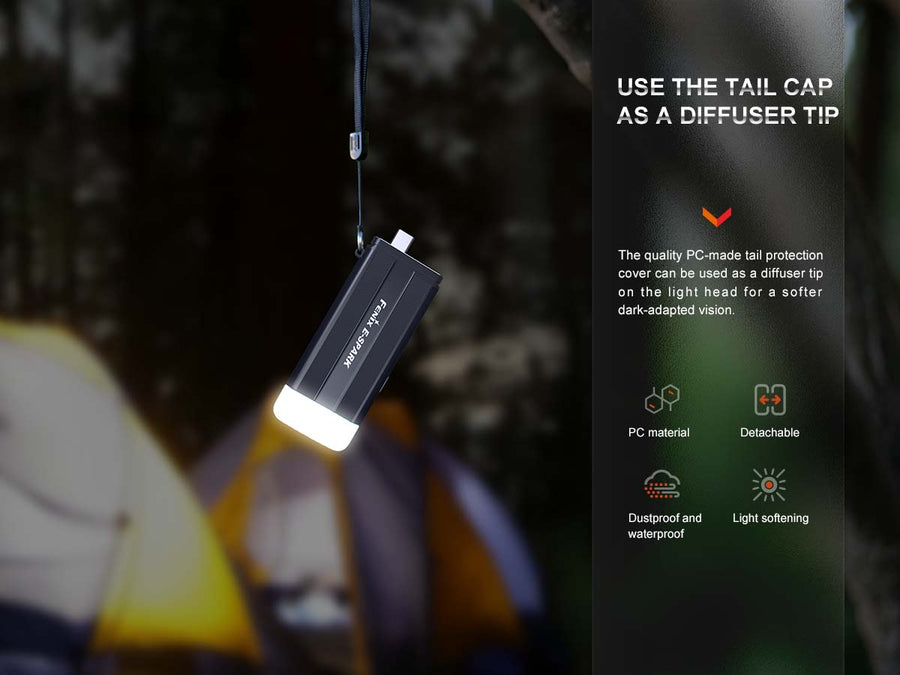 Fenix E-Spark Emergency Rechargeable Keychain Flashlight (Black) 100L