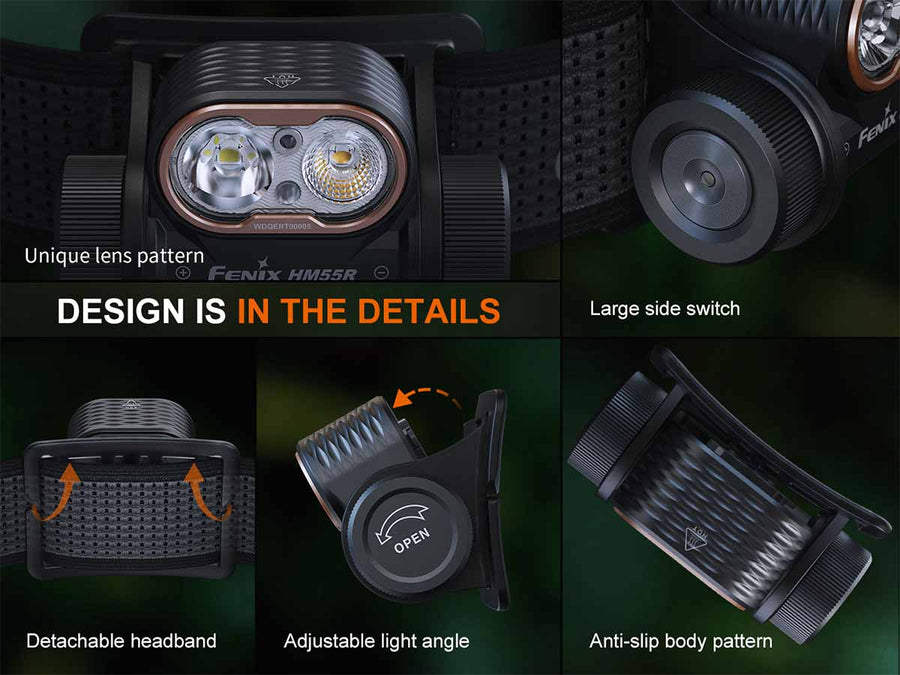 Fenix HM55R Multi-LED Lightweight Outdoor Headlamp  1200L