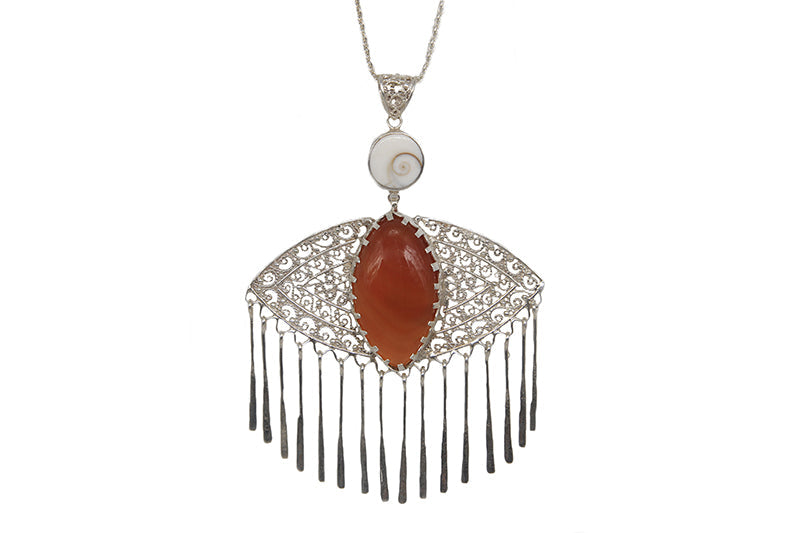 AMNA Filigree Carnelian And Agate With Hangings Strings Jewelry ASJ-N07