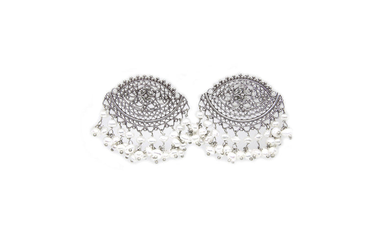 AMNA Filigree Posts with Hanging Pearls Jewelry ASJ-E35