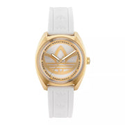 Adidas Stainless Steel Gold-Tone White Silicone Watch AOFH23012