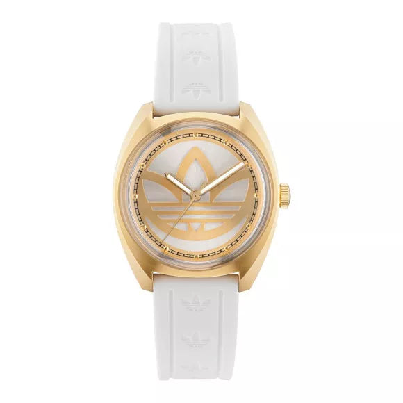 Adidas Stainless Steel Gold-Tone White Silicone Watch AOFH23012