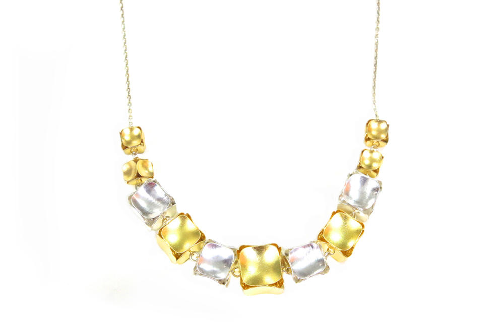 AMNA Gold And Silver Cubes Necklace Jewelry ASJ-N08