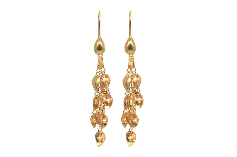 AMNA Gold Petal Earrings With Pearls Jewelry ASJ-E01