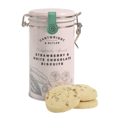 Cartwright & Butler Strawberry & White Chocolate Biscuits In Gift Tin 200g