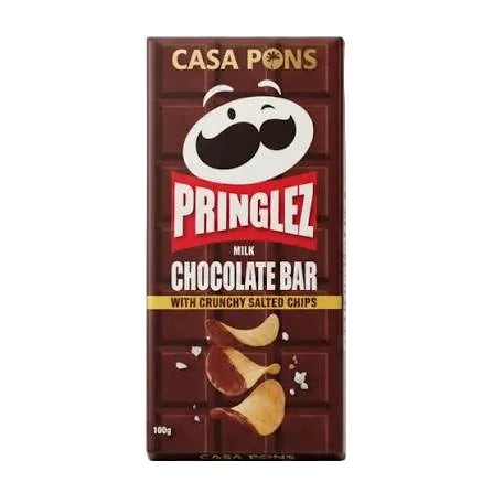 Casa Pons Pringlez milk Chocolate Bar Whith Peanut Butter & Salted Chips 140g