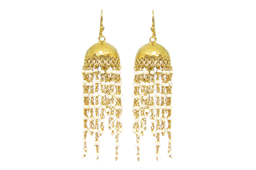 AMNA Jhumka with Pearls String Jewelry ASJ-E32