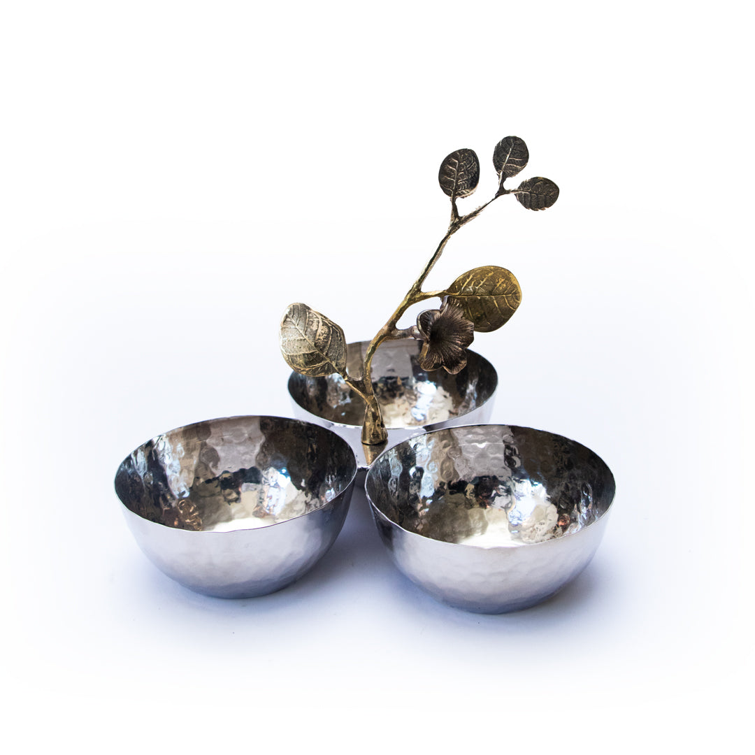 Tableware Three Bowl Leaf Stand Silver - Shams Shopping Centre Tableware  