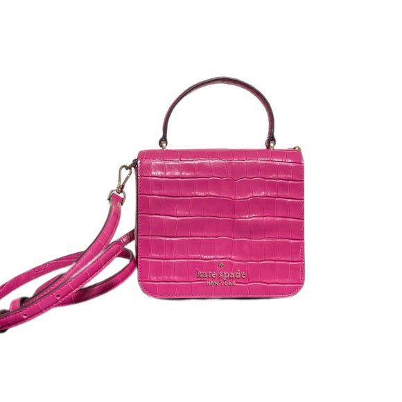 Kate Spade Staci Croc Square Crossbody in Festive Pink - Shams Shopping Centre Kate Spade  