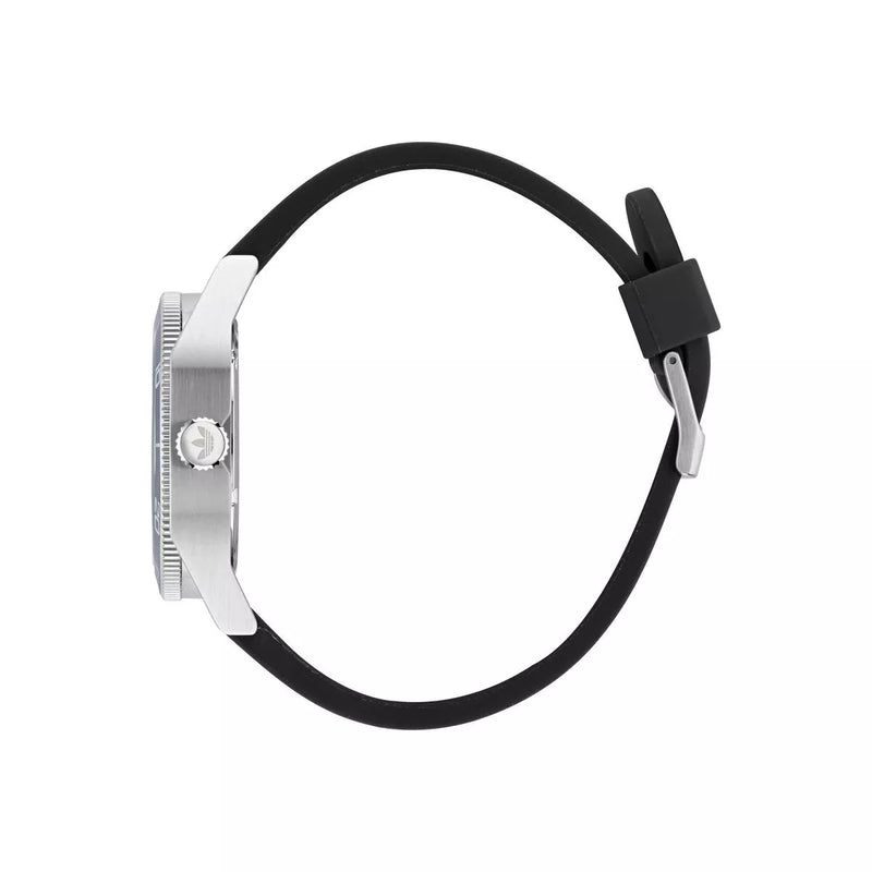 Adidas Stainless Steel Silver Black Silicone Watch AOFH23008
