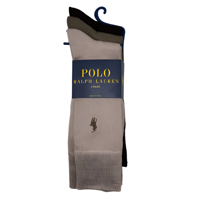 Ralph Lauren Polo Men Brown/Green Socks 3&