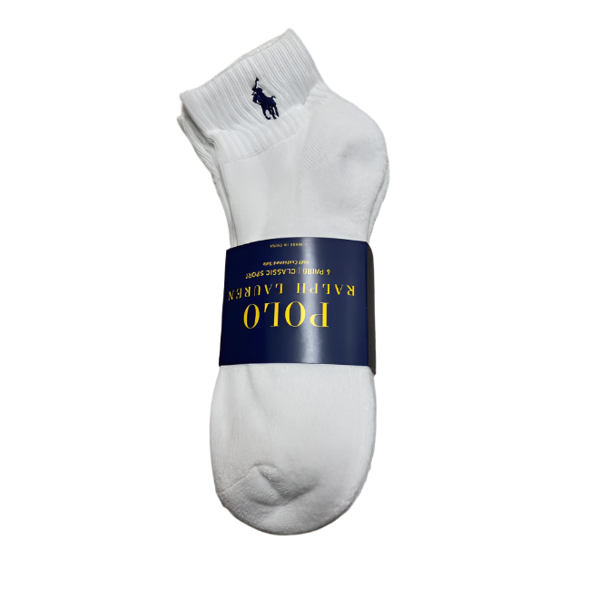 Polo Ralph Lauren White Quarter Crew Socks 6's ZP113869PK6N