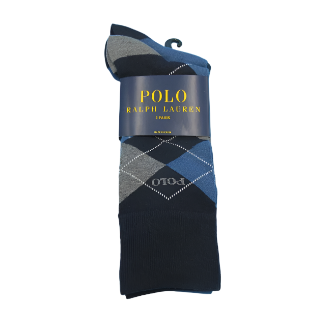 Ralph Lauren Polo Men Blue/Grey Socks 3&