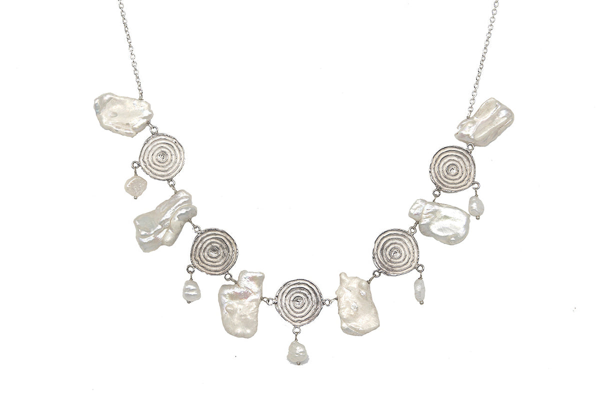 AMNA Round Spiral with Mother of Necklace Jewelry ASJ-N16