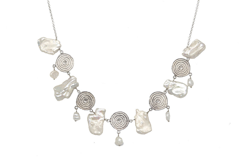 AMNA Round Spiral with Mother of Necklace Jewelry ASJ-N16