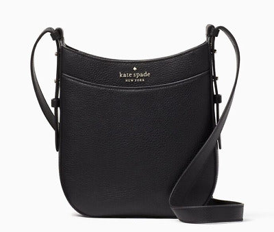 Kate Spade Leila North South Top Zip Crossbody Black Pebbled Leather