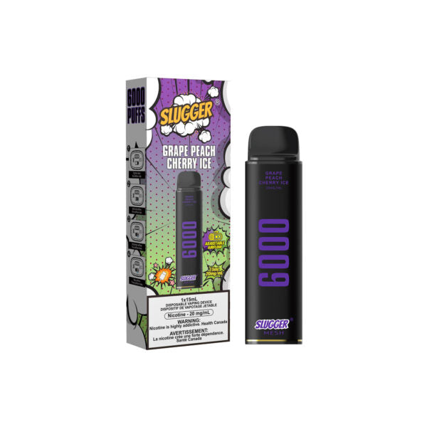 Slugger Disposable 4% Grape Peach Cherry Ice 6000 Puffs