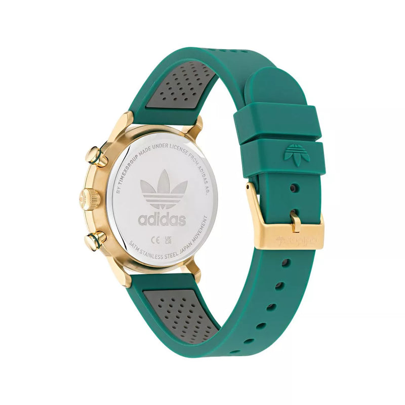 Adidas Stainless Steel Blue Gold Tone Greem Silicon Watch AOSY23522