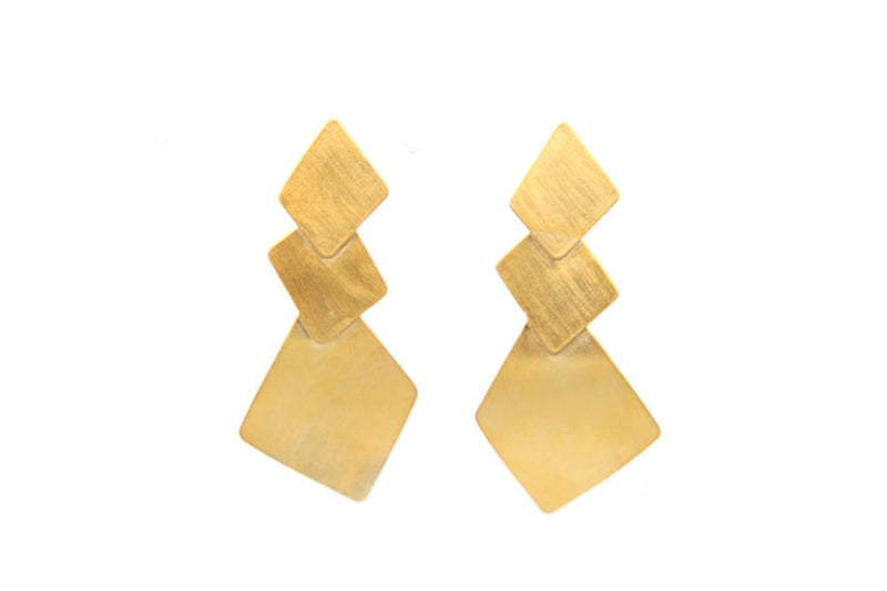 AMNA Tri Square Satin Gold Plated Jewelry ASJ-E22