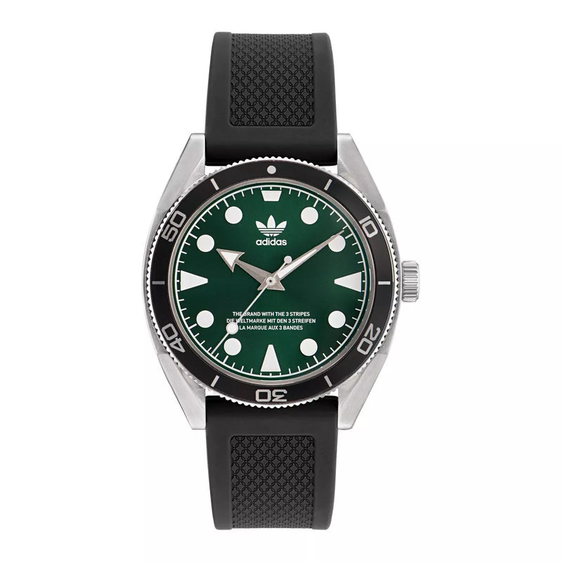 Adidas Stainless Steel Silver Black Silicone Watch AOFH23008