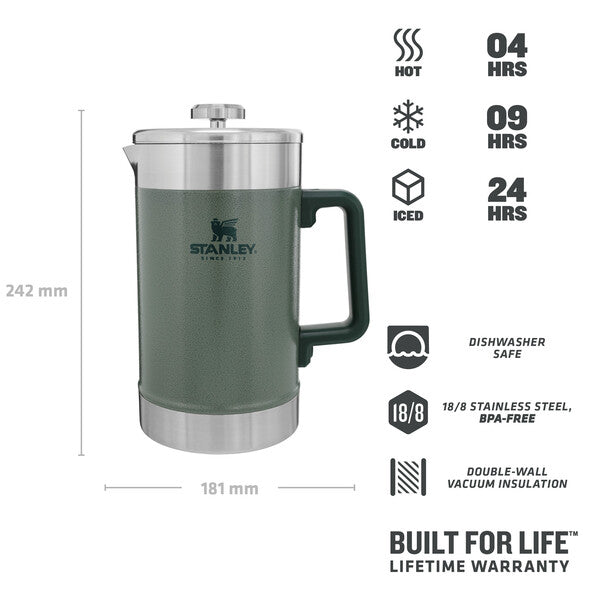 Stanley Stay Hot French Press 48oz 10-02888-048 Hammertone Green - Shams Shopping Centre Stanley  